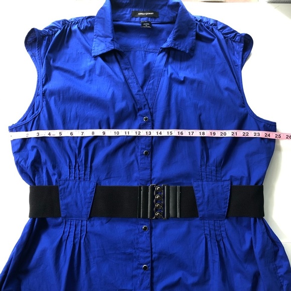 ASHLEY STEWARD Royal Blue Cotton Cutout Shirtdress Size 22 - Picture 6 of 11